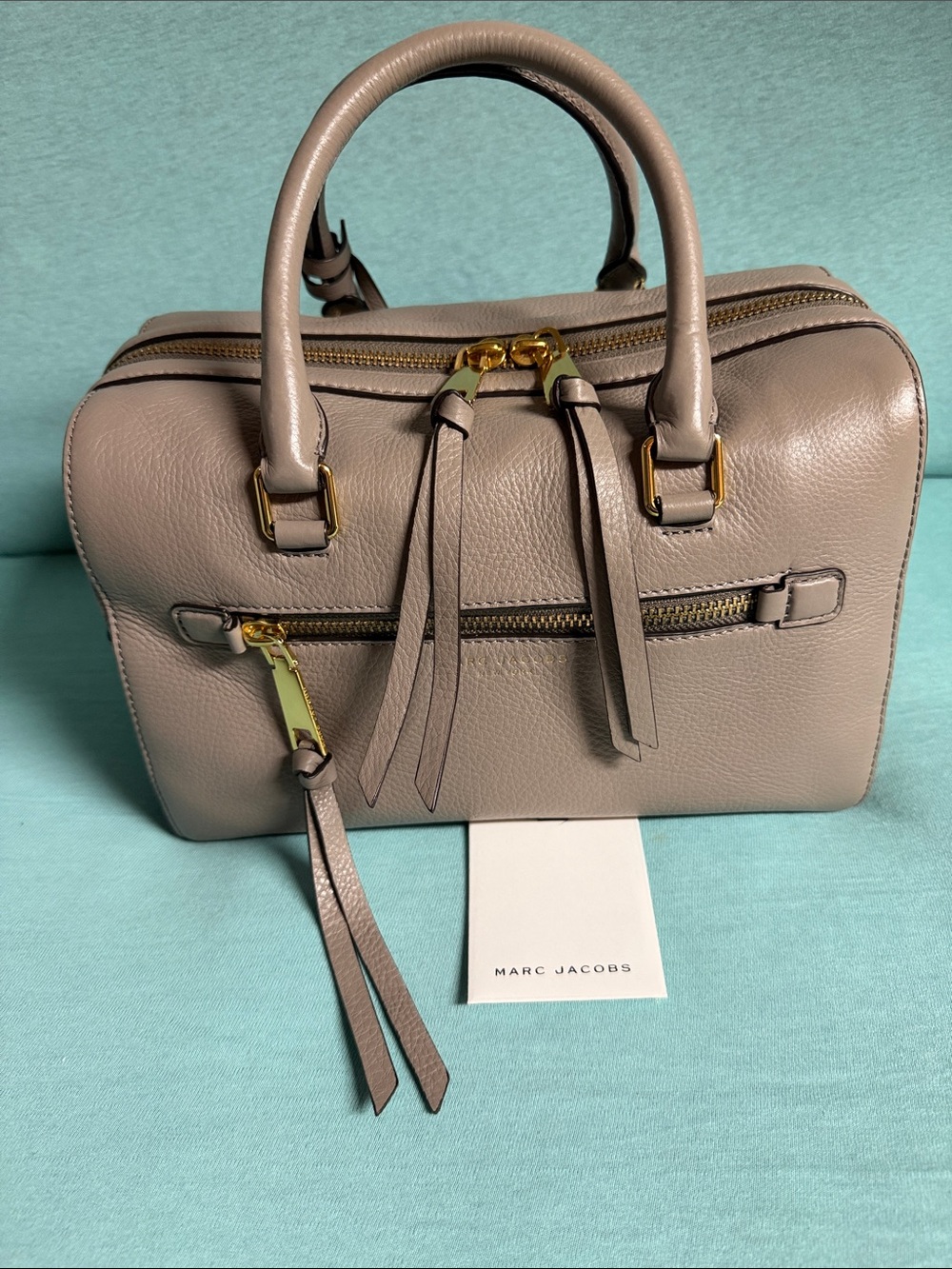Marc Jacobs Pebbled Leather Satchel in Taupe Gray with Gold Hardware (Bauletto)